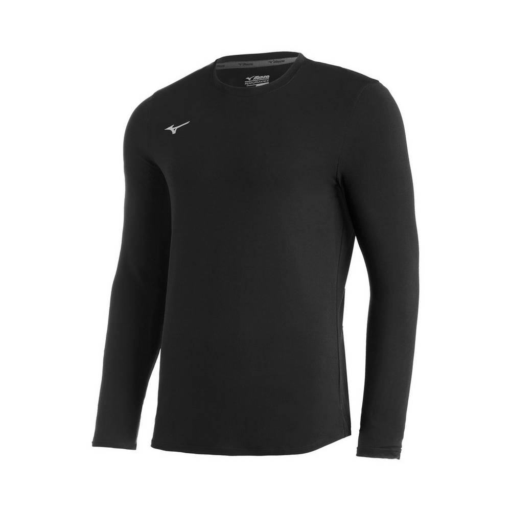 Mizuno Comp Diamond Long Sleeve Crew Férfi Futópóló Fekete BGI873416